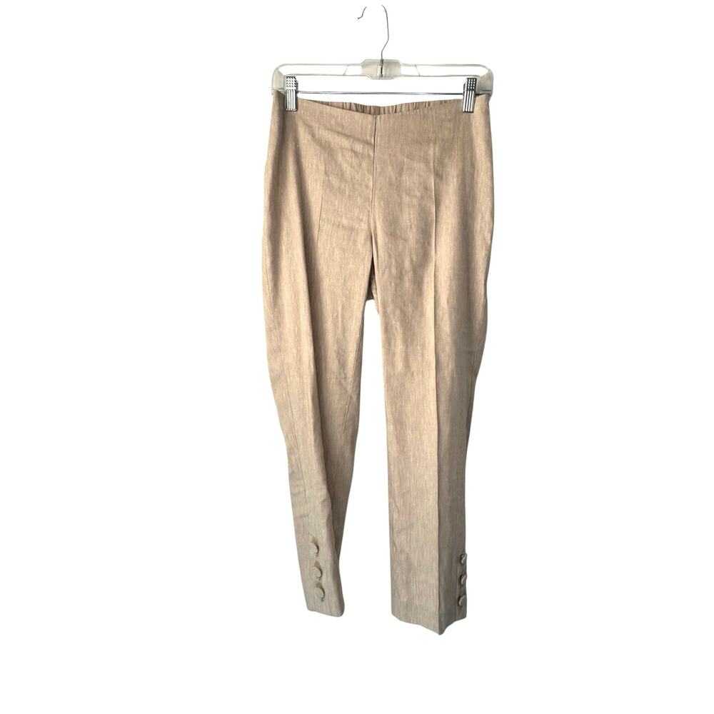J. Jill Linen Stretch Tan Lagenlook Coastal Grandma Basic Cropped Pants Size XSP